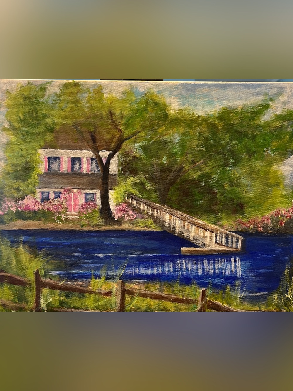 Original hand painted Pentair painting, landscape house wall decor, art